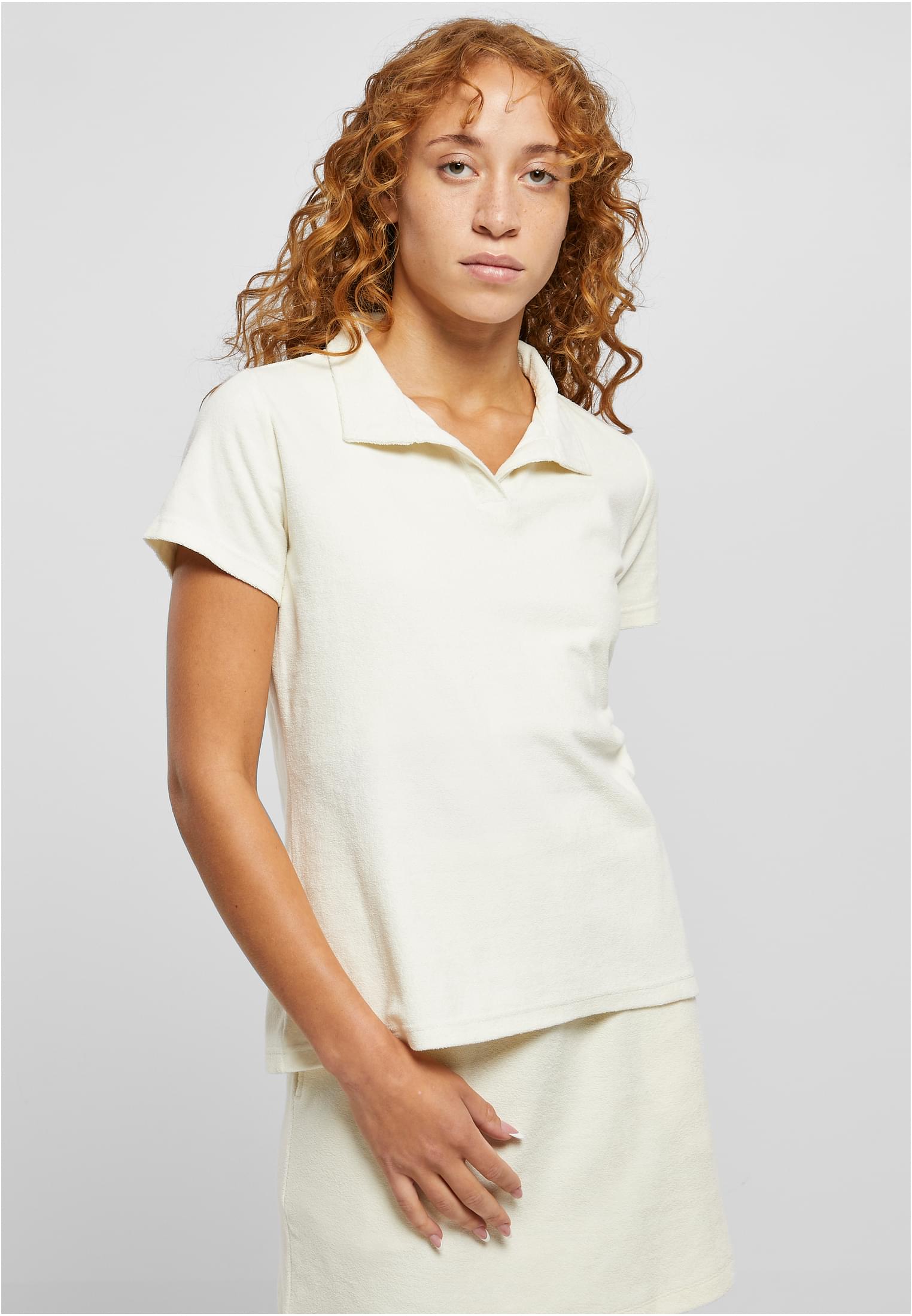 Women's Towel Polo Shirt Light White