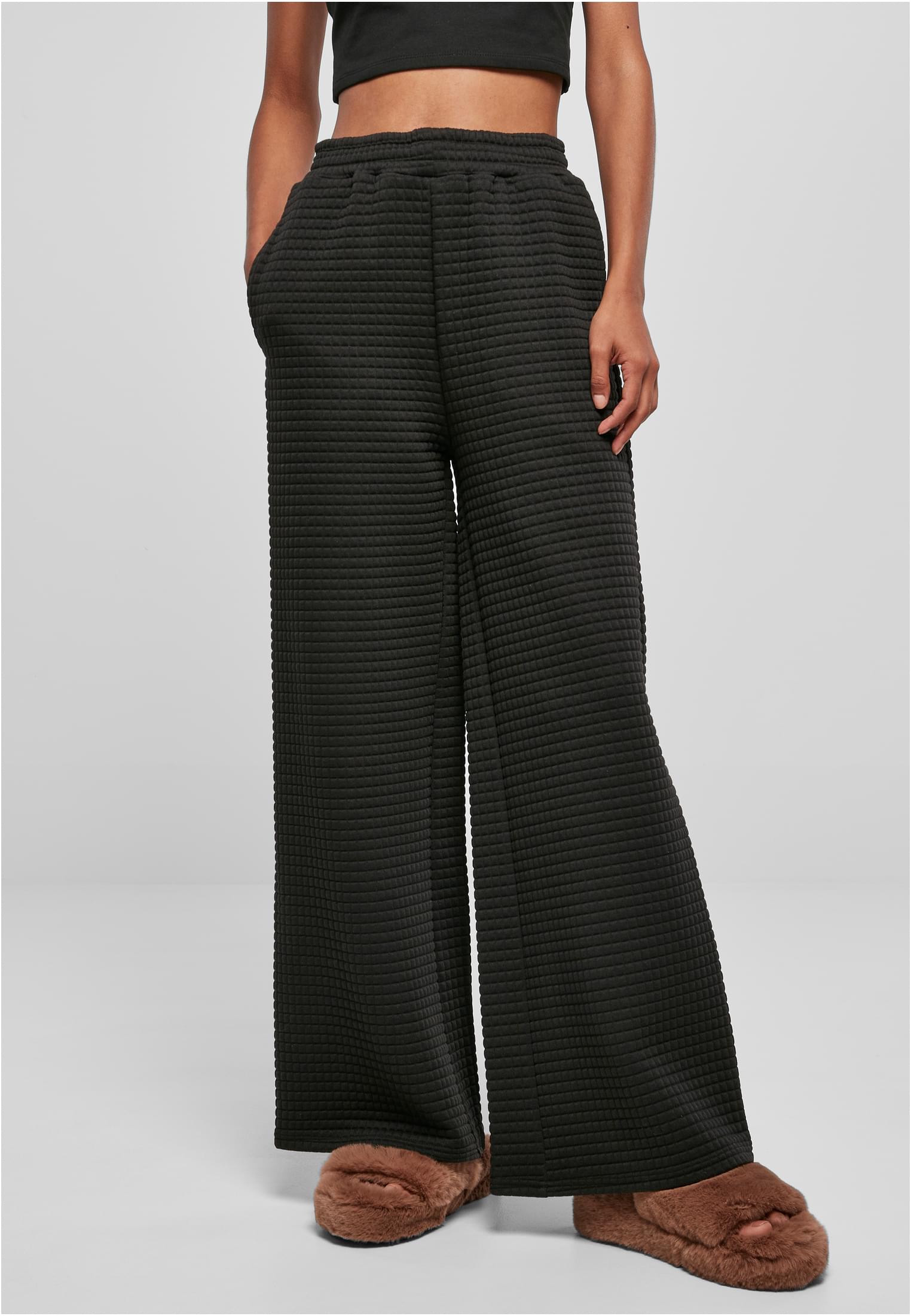 Womens quilte Wide Leg Sweat Pants black