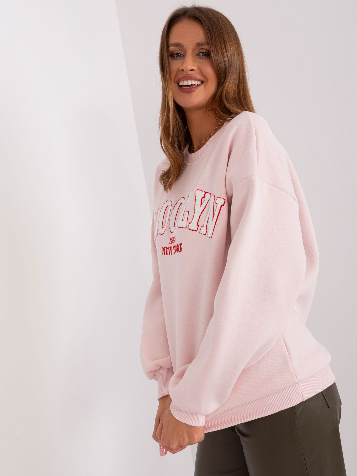 Light Pink Oversize Sweatshirt With Inscription