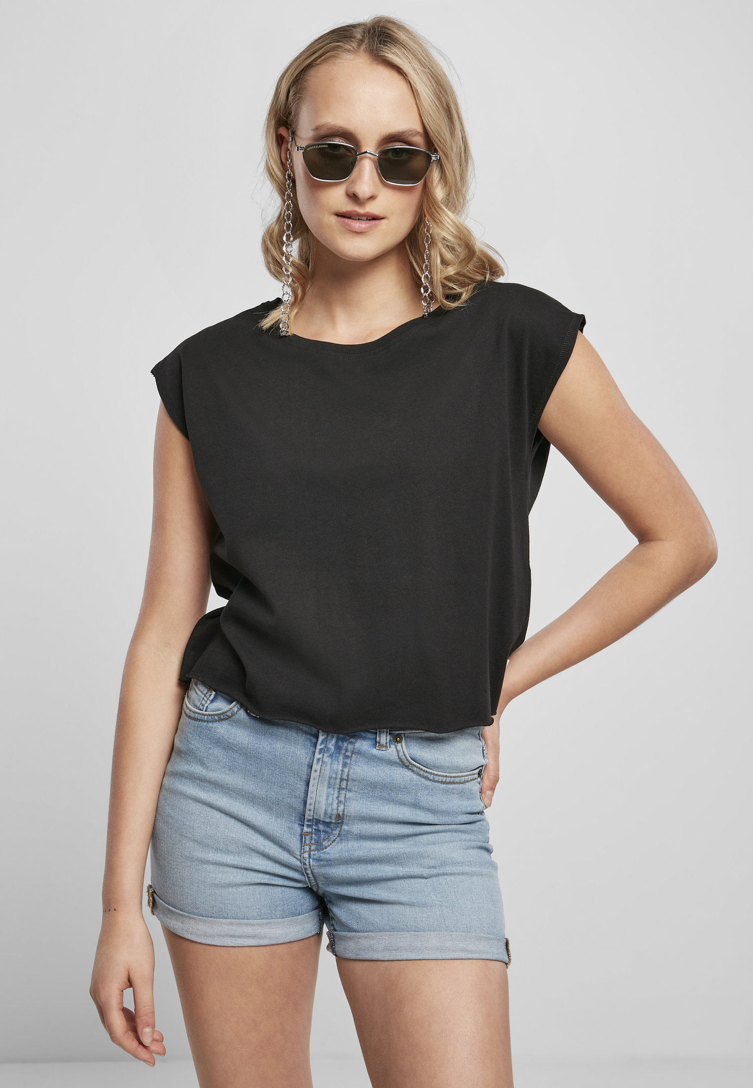 Doamnelor organice scurt Tee Negru