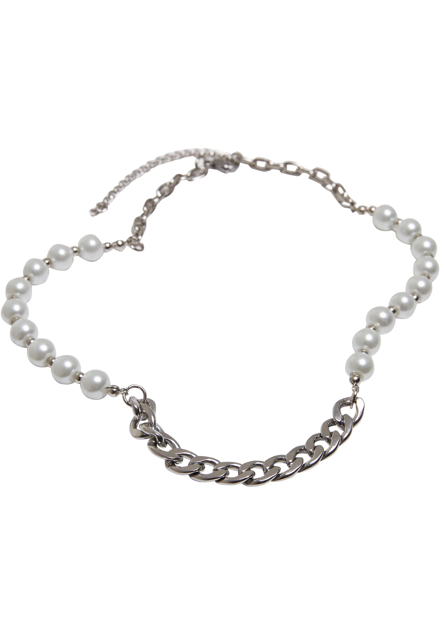 Silver Chain Necklace With Different Pearls