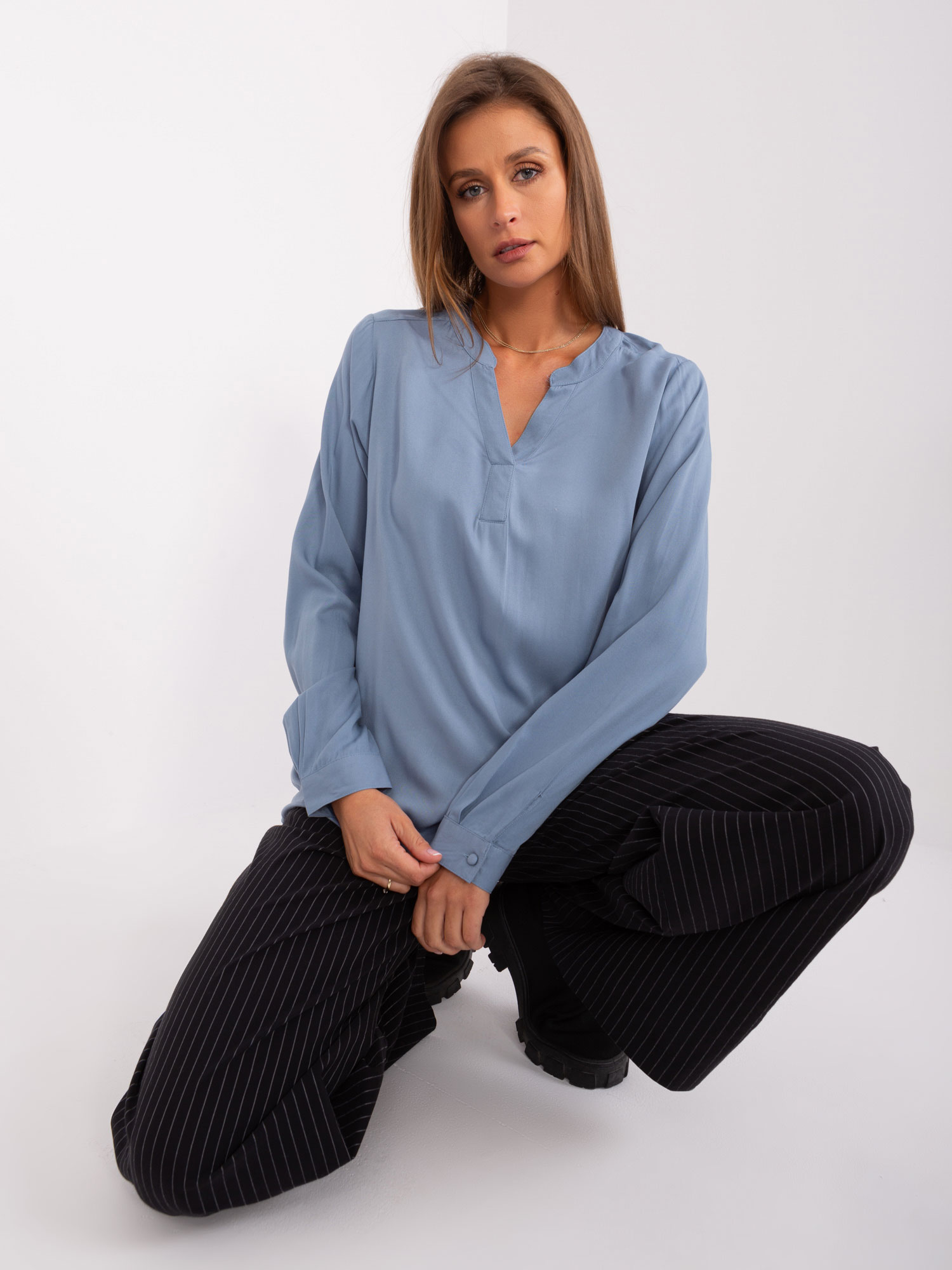 Grey-blue Loose Blouse SUBLEVEL