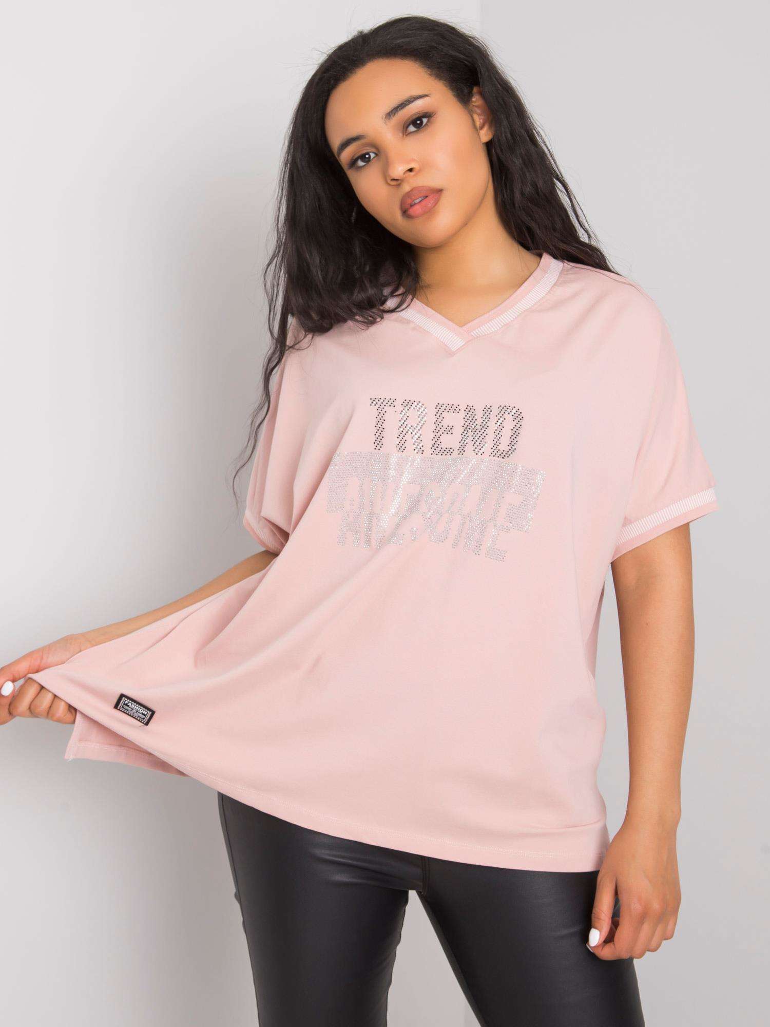 Powder Pink Oversized Lady's Blouse With Patch