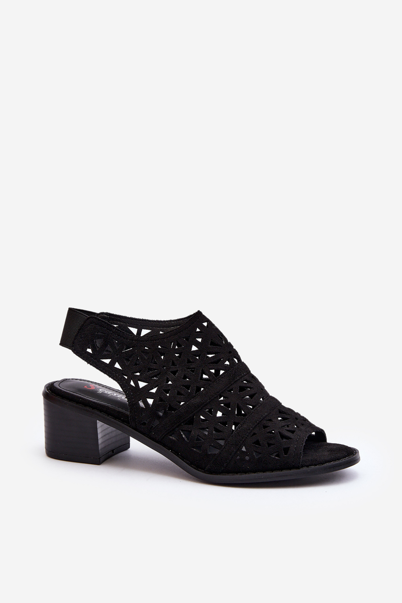 Openwork high-heeled sandals black Serapina