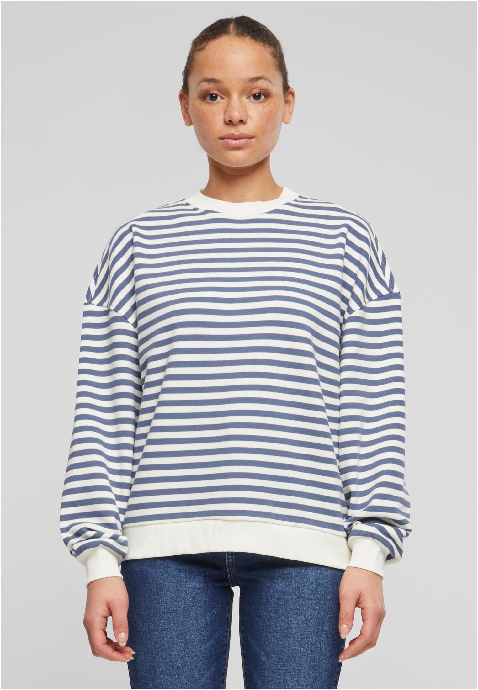 Dámská Mikina Oversized Striped - Smetanová/vintage Modrá