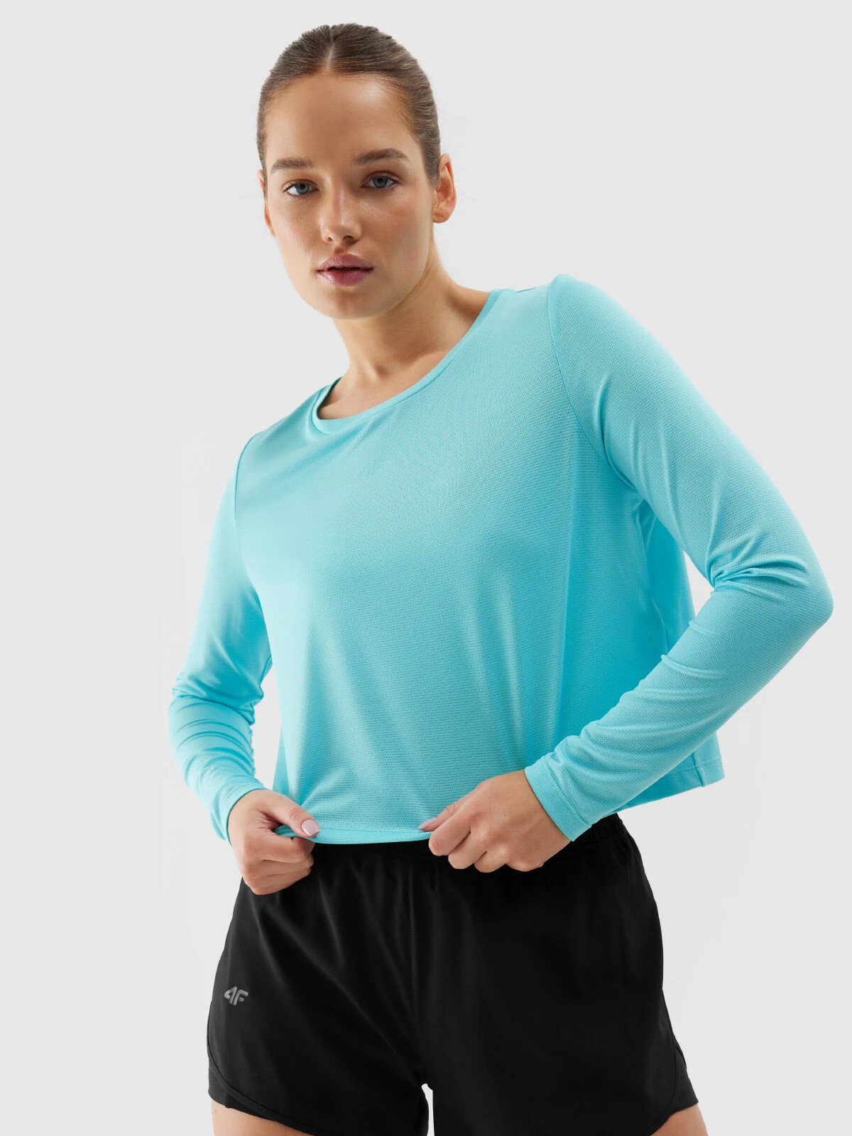 Women's Sports Quick-Drying Long Sleeve T-Shirt loose 4F - Blue