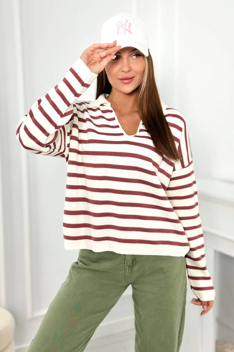 Striped Sweater Dark Pink