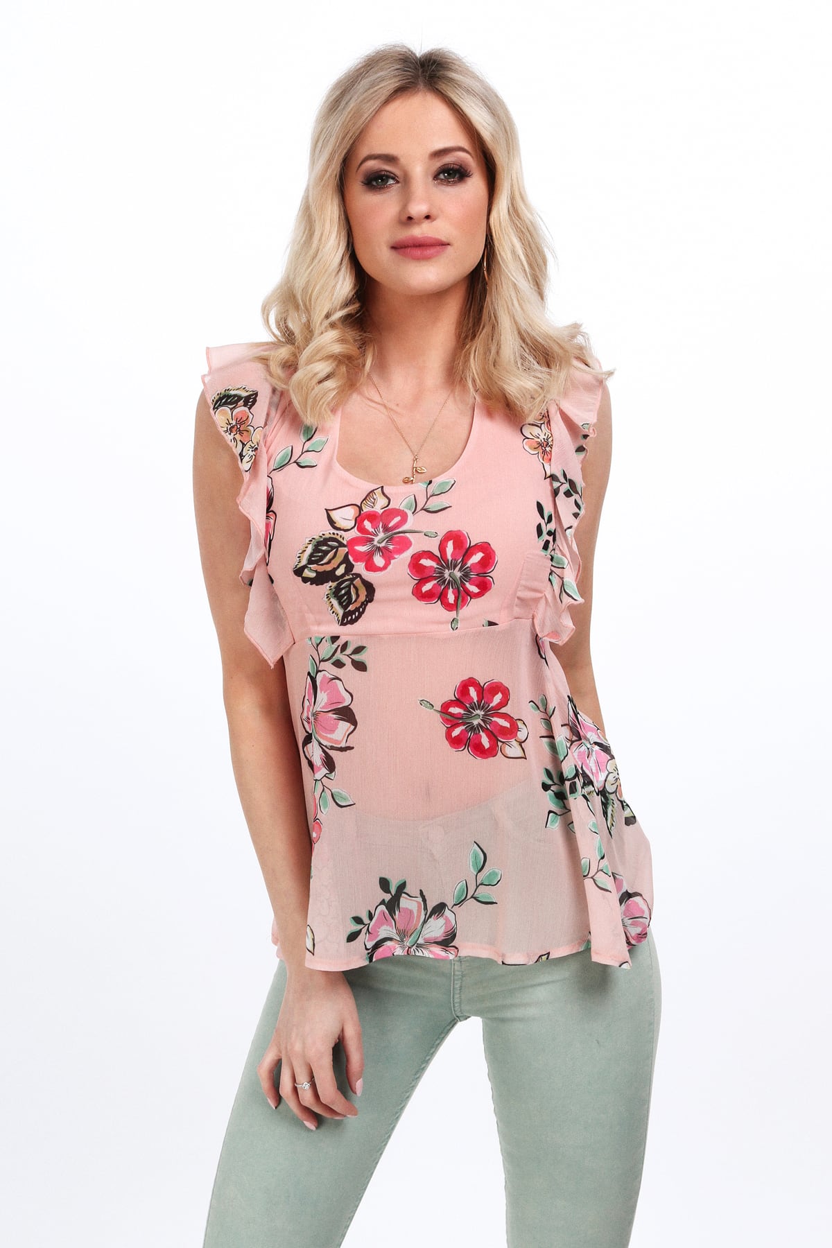 Daily powder blouse with flowers