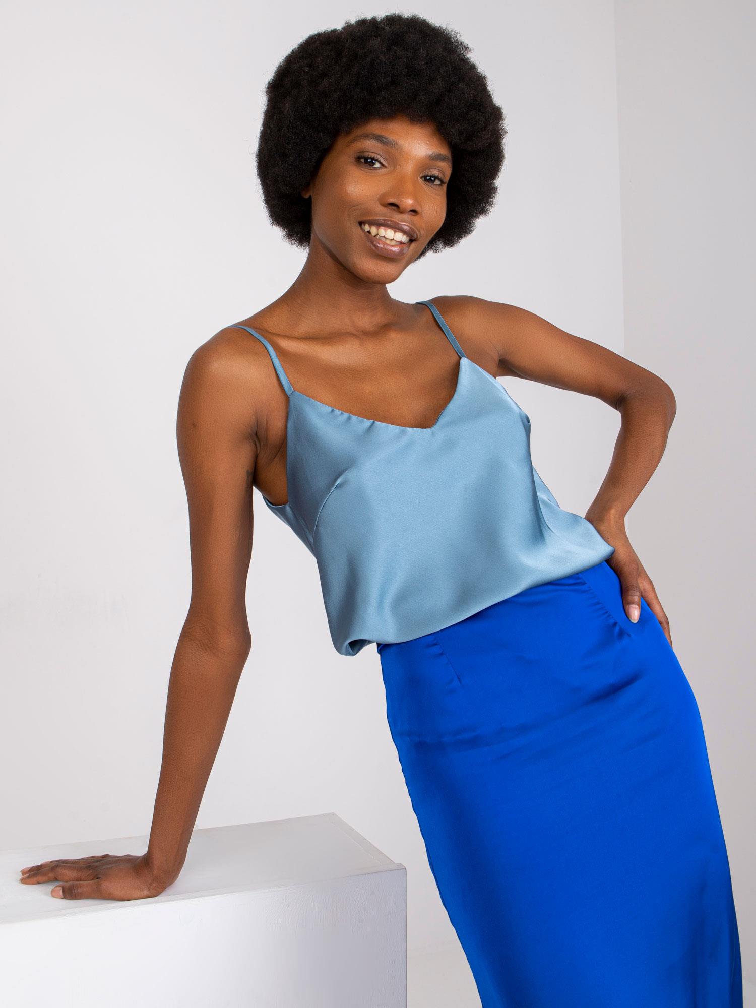 Blue Top With Adjustable Shoulder Straps Adelina OH BELLA