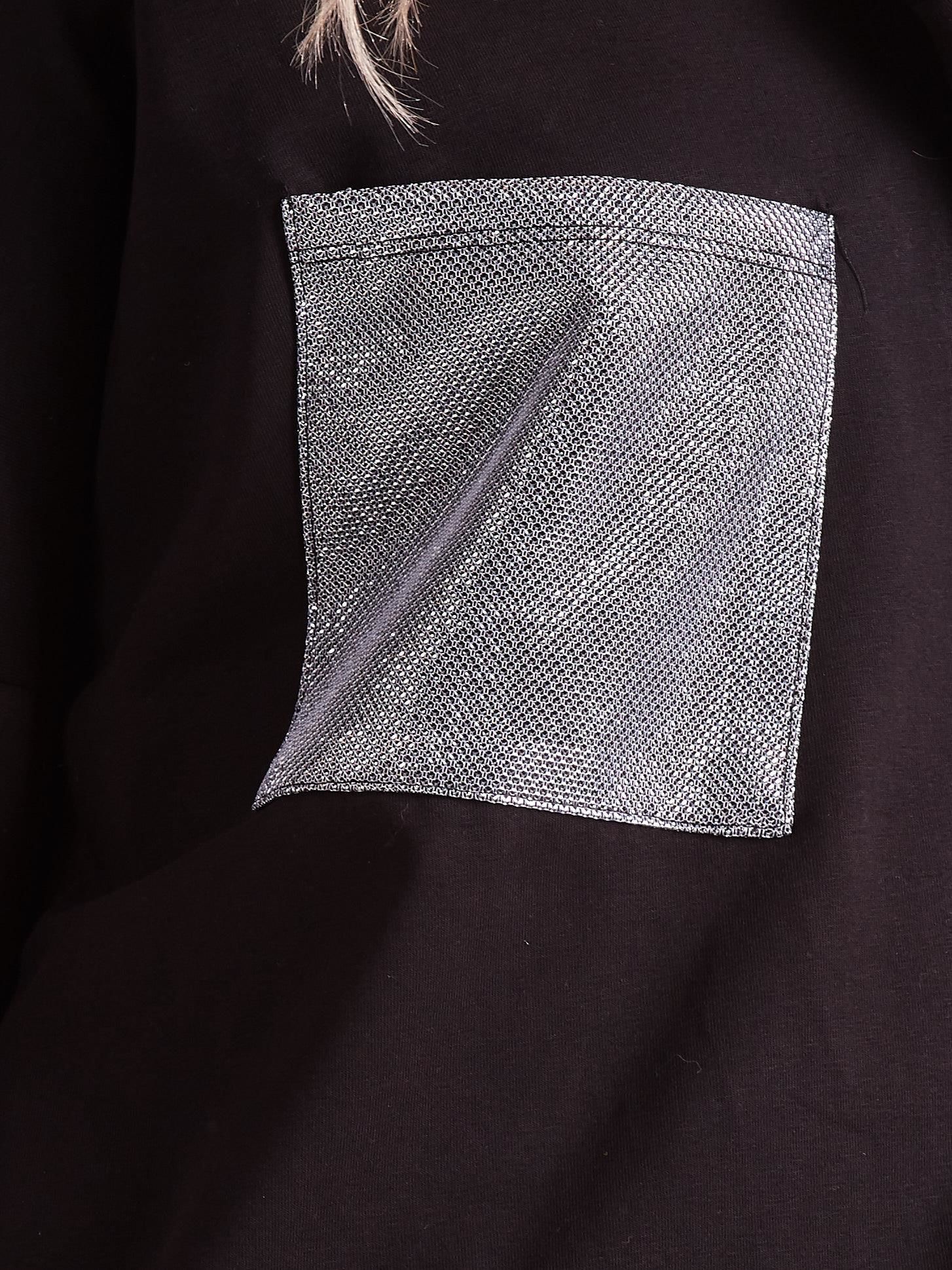 Black oversize blouse with silver inserts