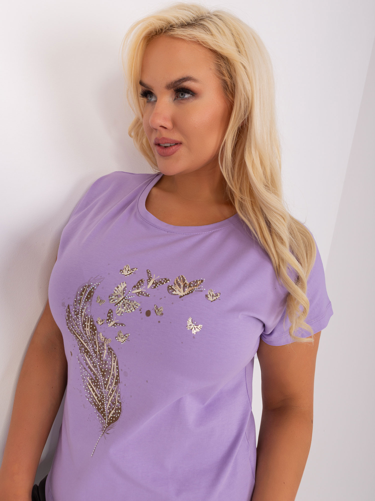 Light Purple Blouse Plus Size With Application