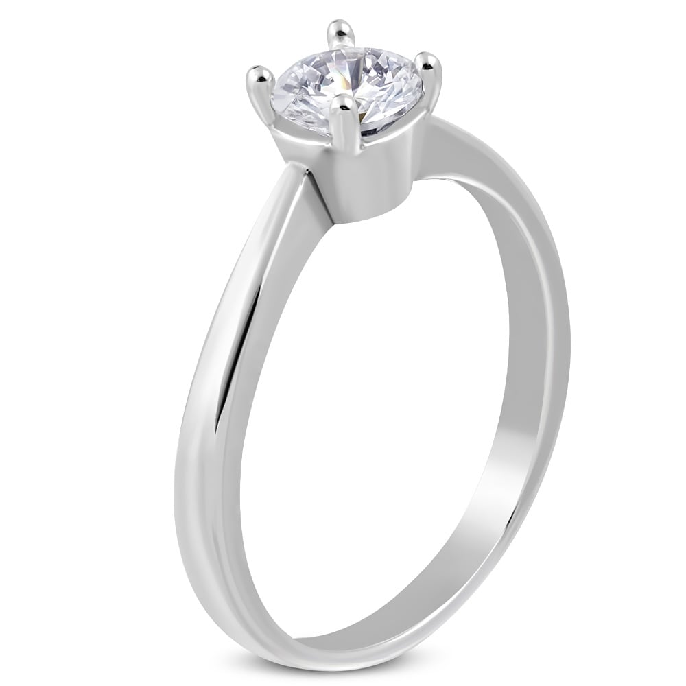 Surgical steel engagement ring CZ classic