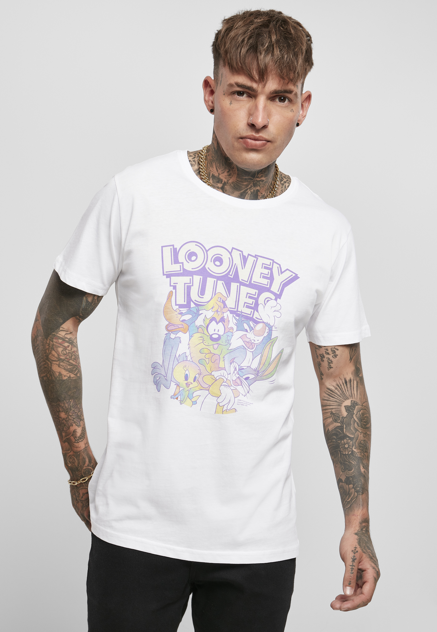 Levně Bílé tričko Looney Tunes Rainbow Friends
