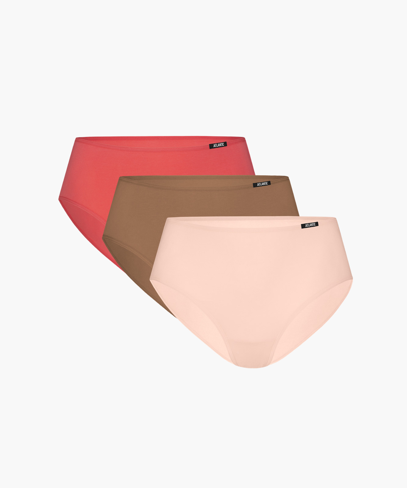Levně Dámské klasické kalhotky ATLANTIC 3Pack - světle korálová/světle růžová/tmavě béžová