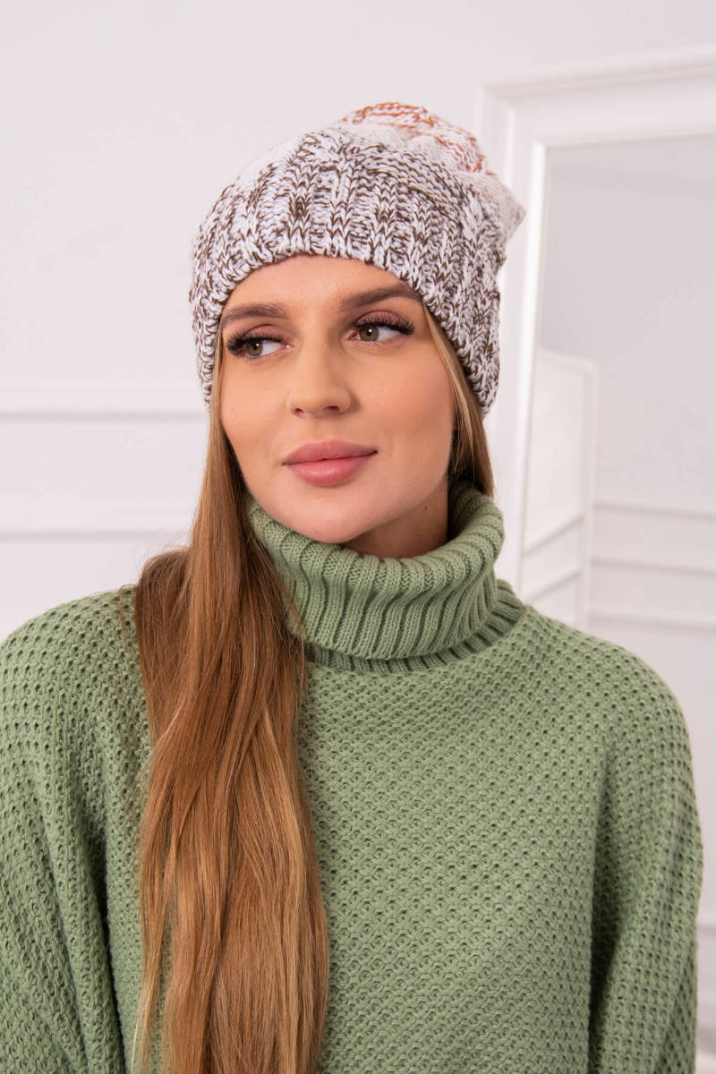 Fleece beanie Dolores K303 brown+white+red
