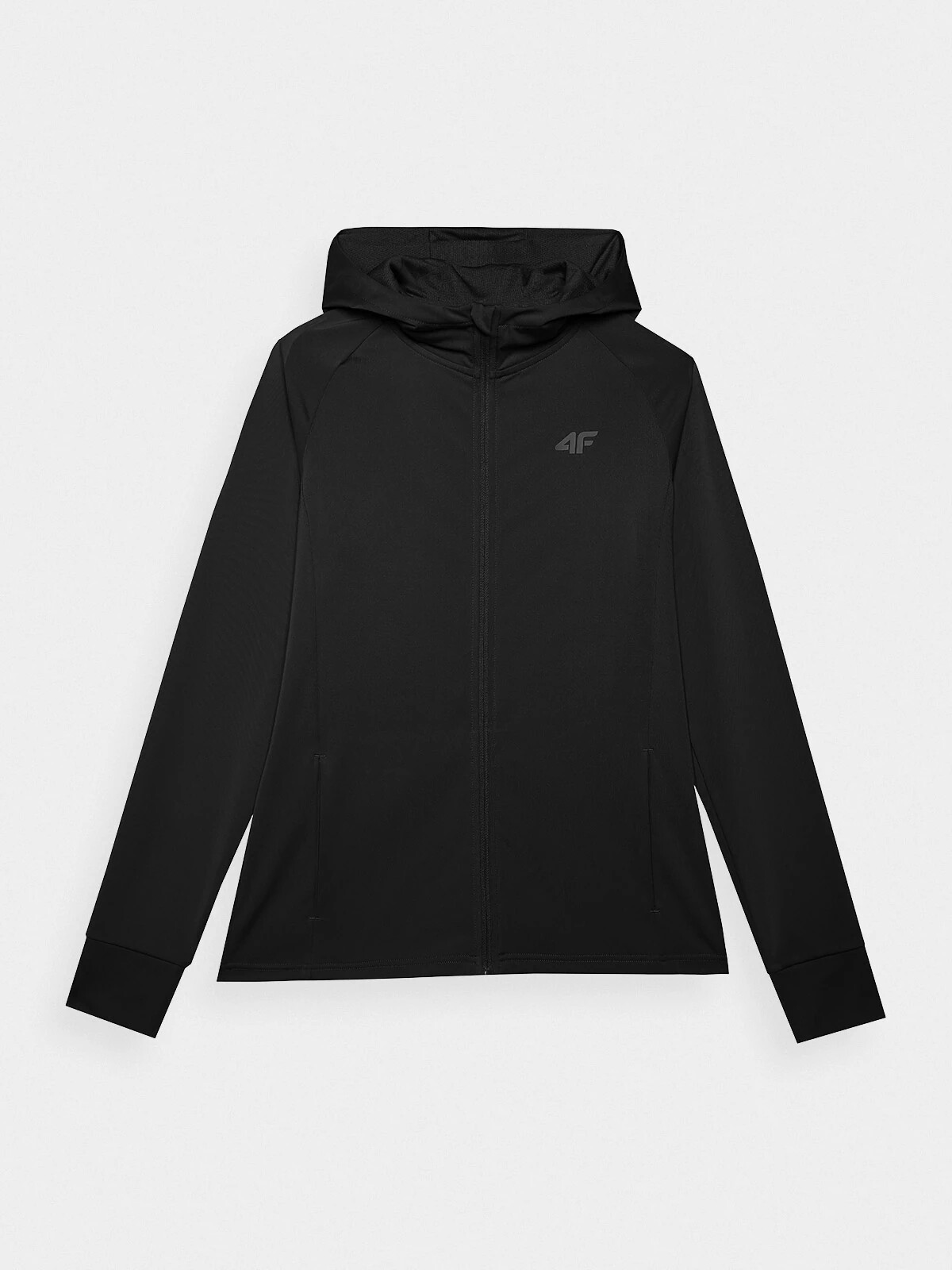 Women's Sports Quick-Drying Zip-Up Hooded Sweatshirt 4F - Black