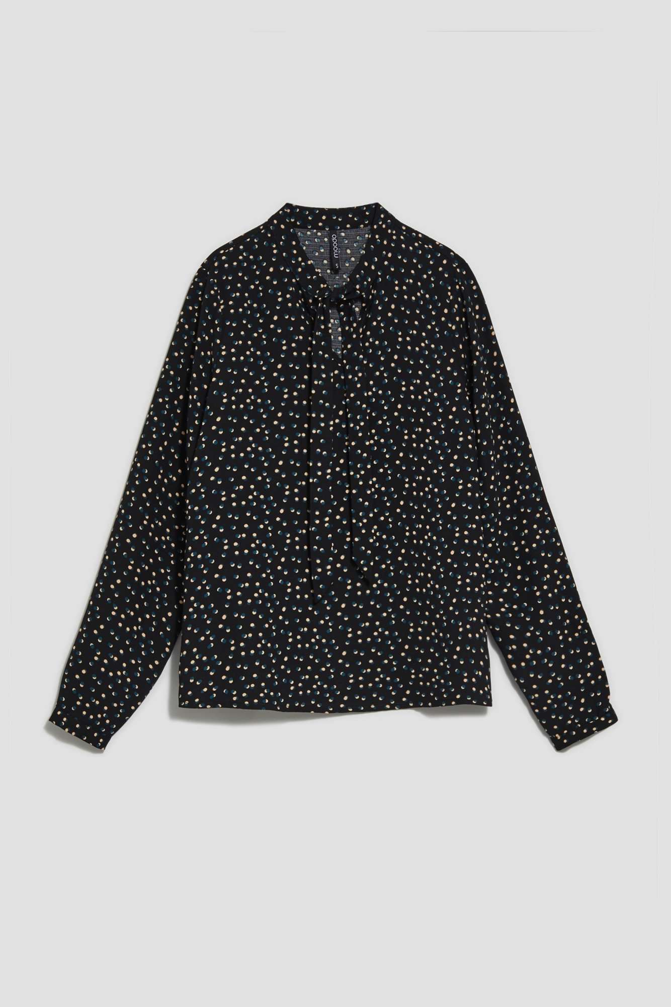 Blouse with print and knotted neckline