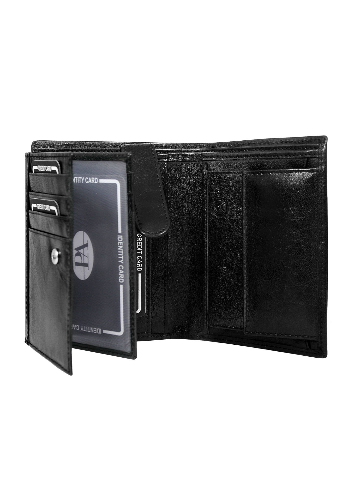 Men's Vertical Black Leather Wallet Without Fastening