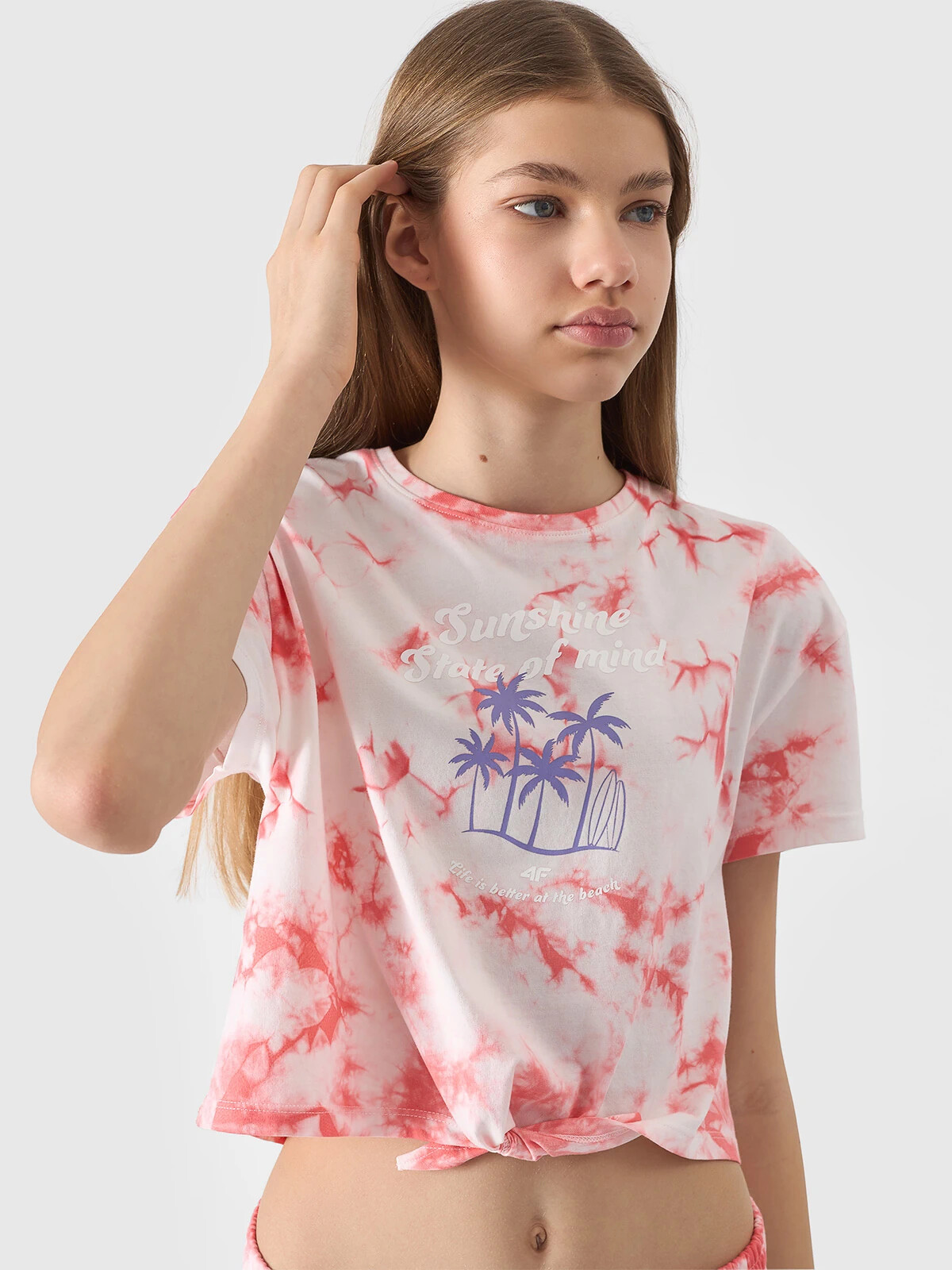 Girls' T-shirt With 4F Print - Multicolored