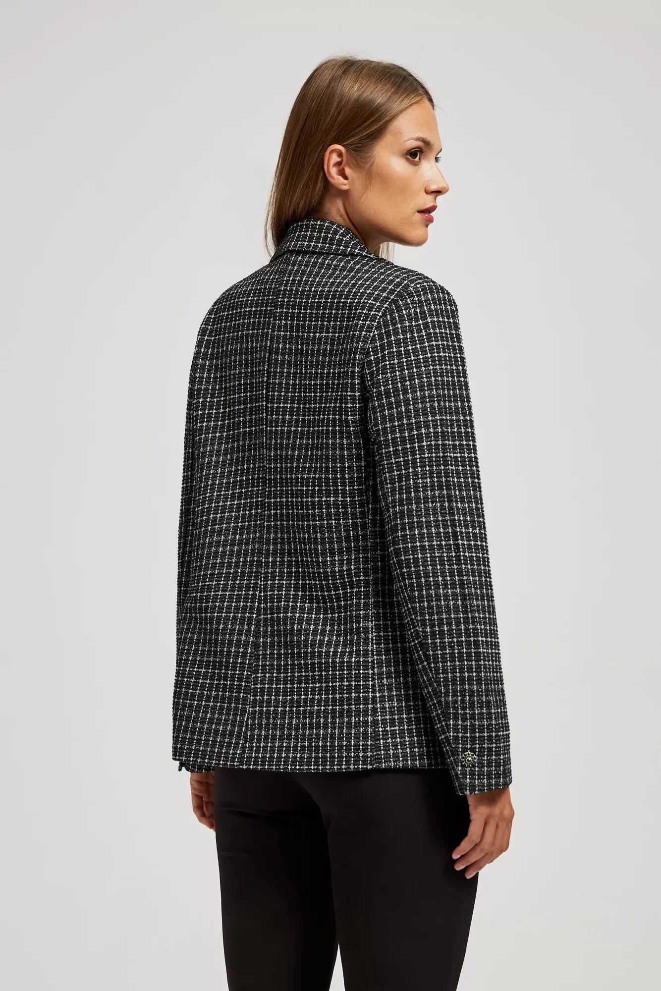 Double-breasted blazer with decorative buttons