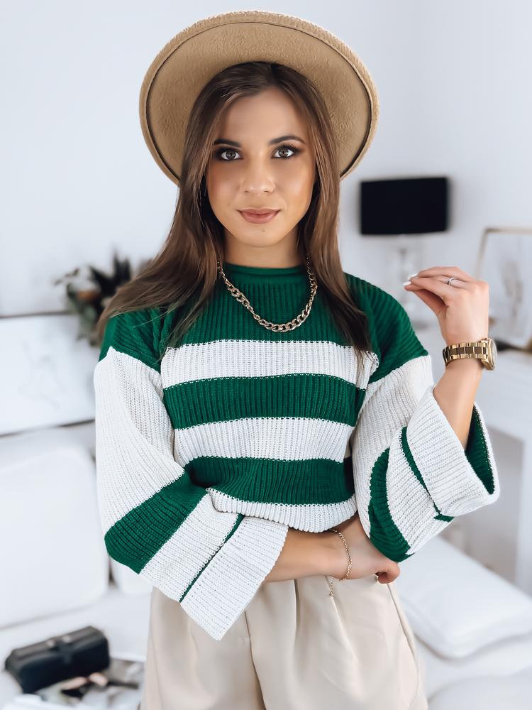 Women's sweater AMELIA green-white Dstreet