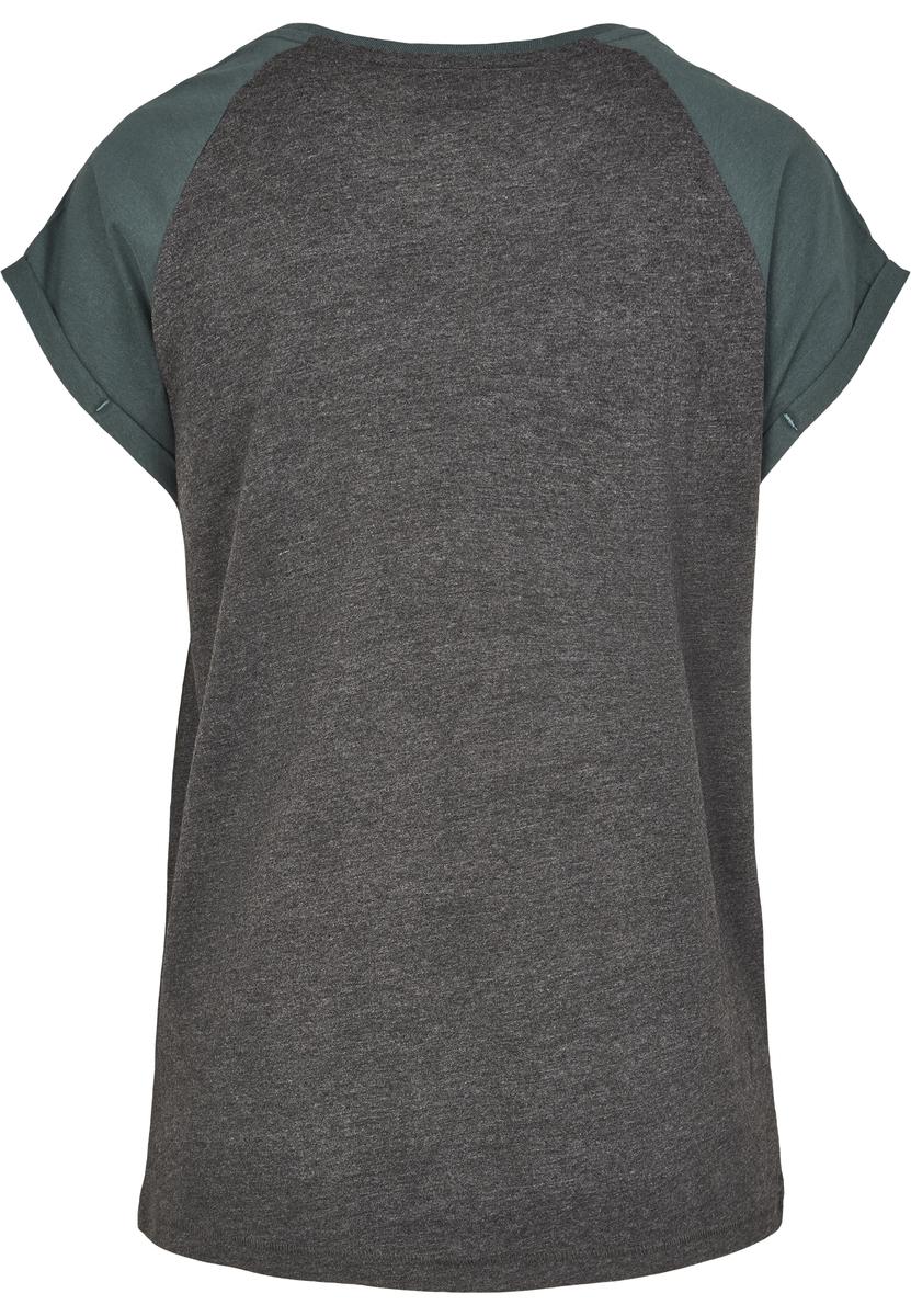 Levně Dámské raglánové tričko s kontrastním uhlím/bottlegreen