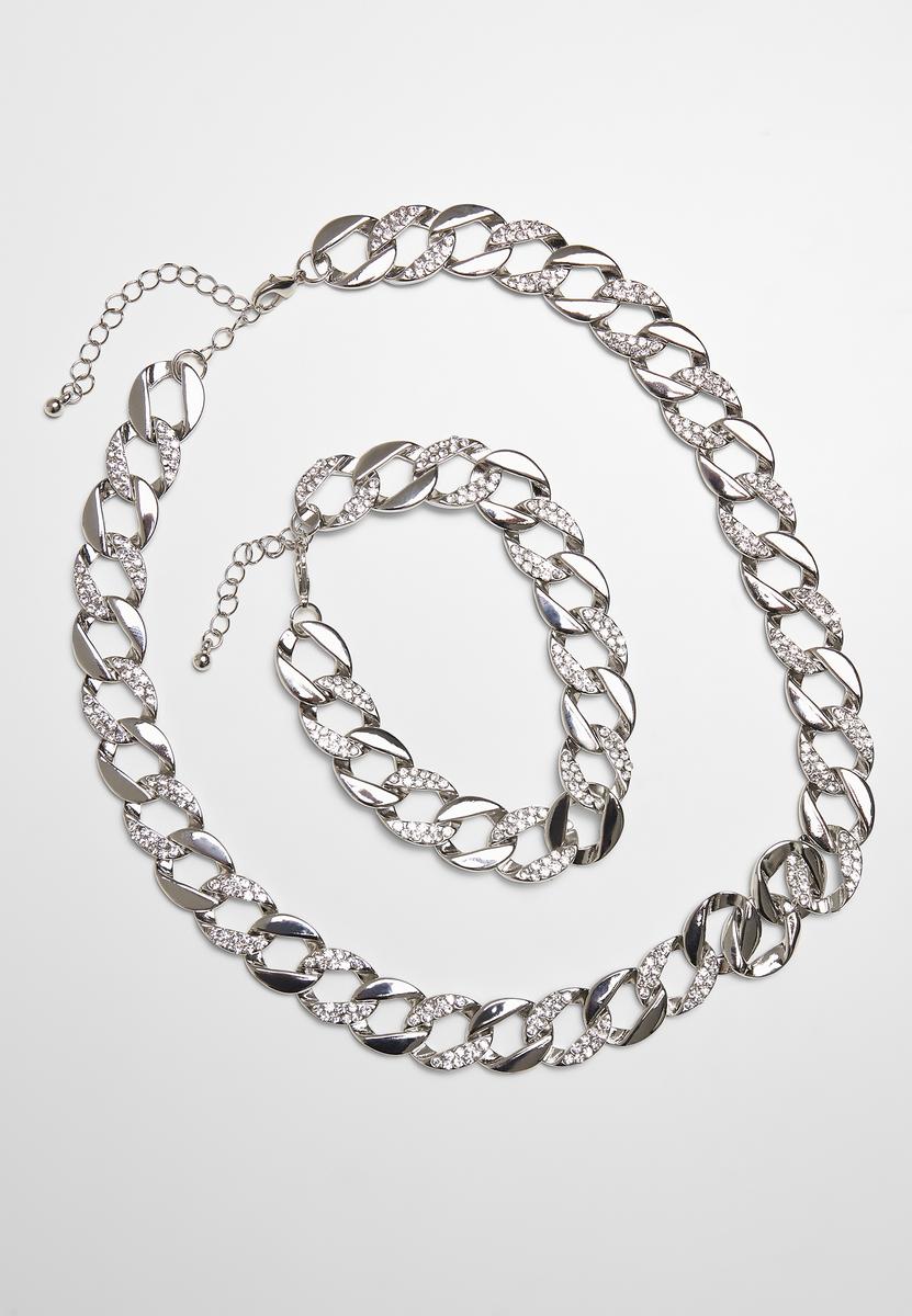 Basic set of necklace and bracelet - silver color