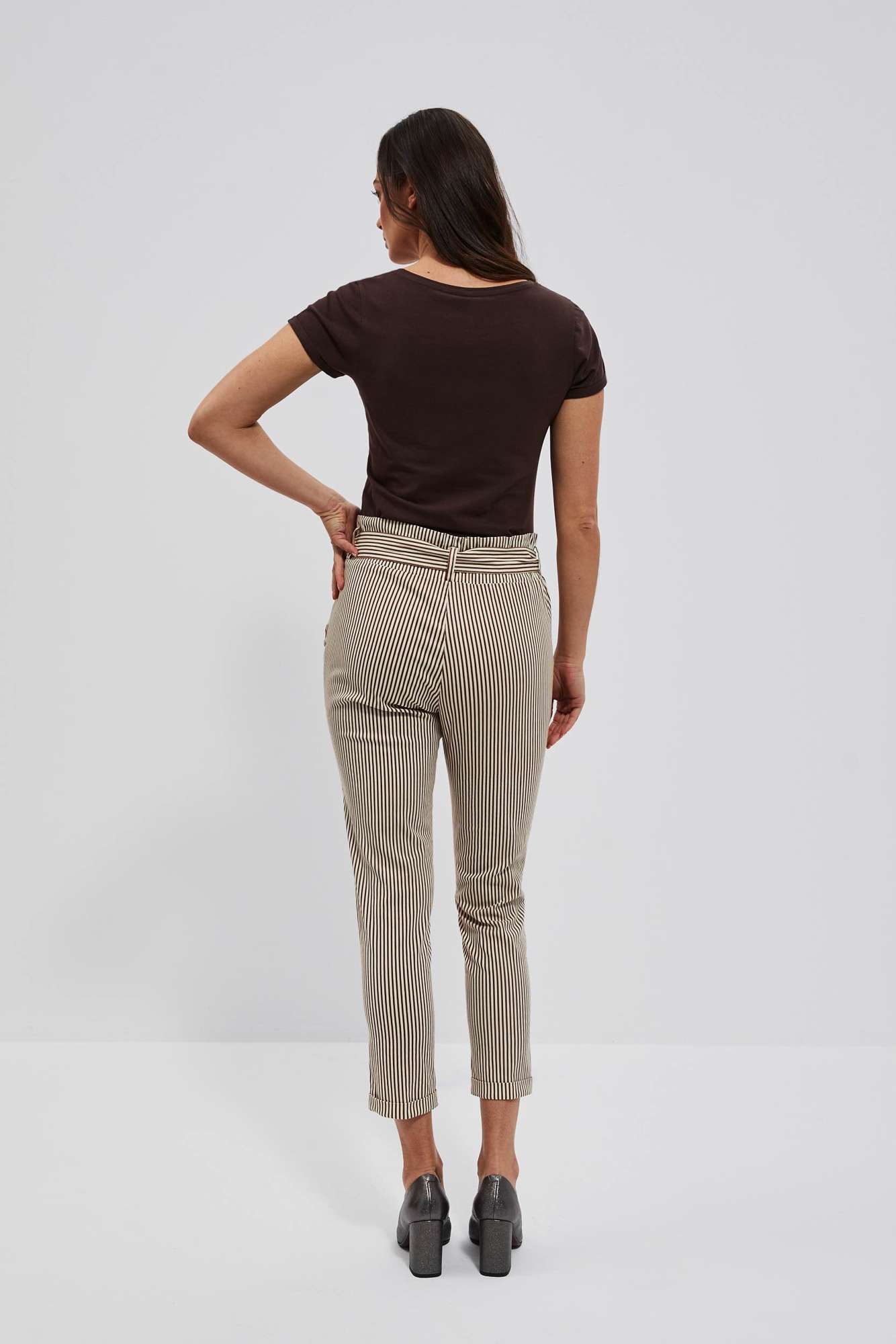 Marisse Women's Trousers L-Sp-4015 Brown_Off White