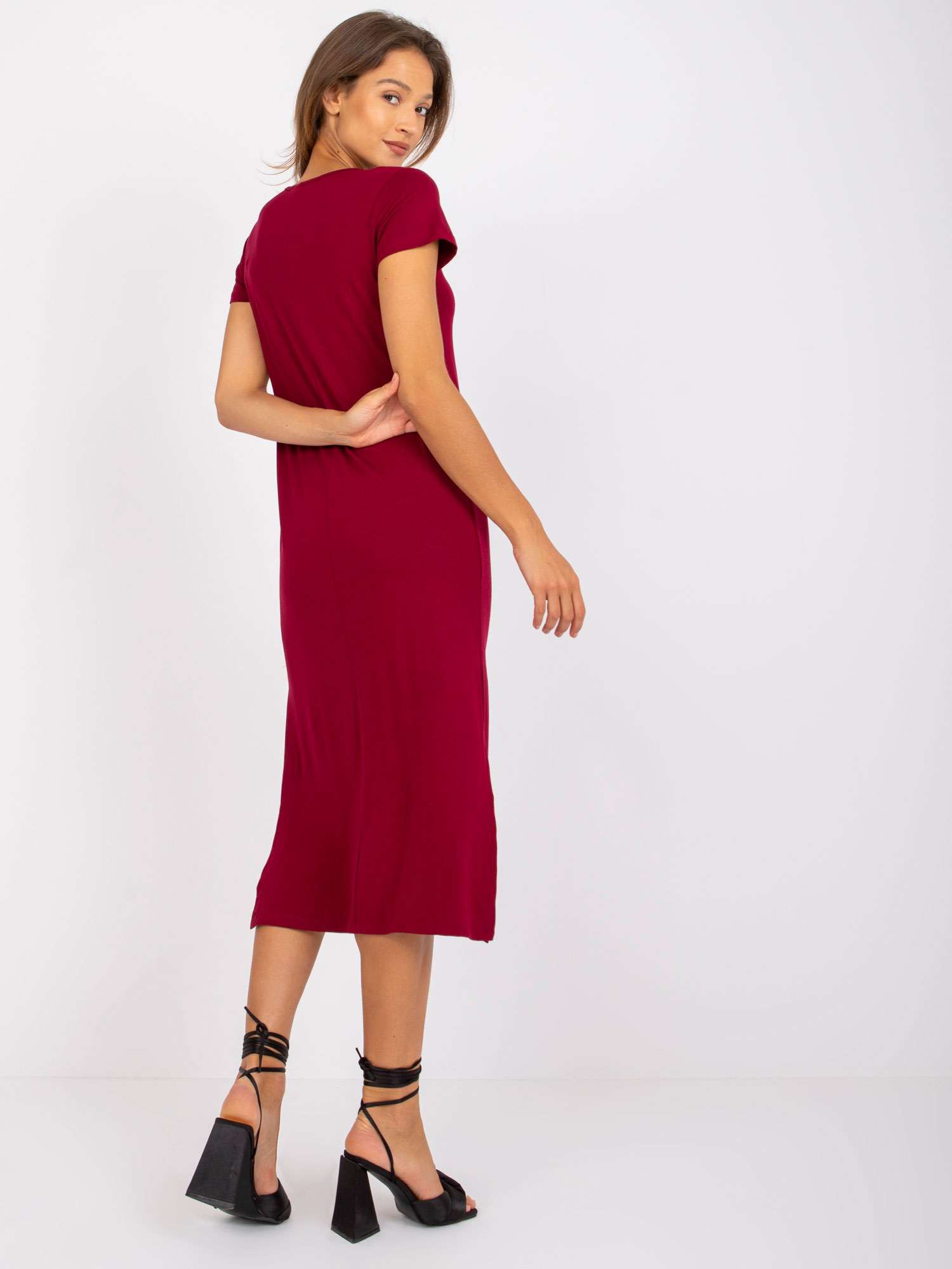 Dark Burgundy Viscose Midi Dress Liliane