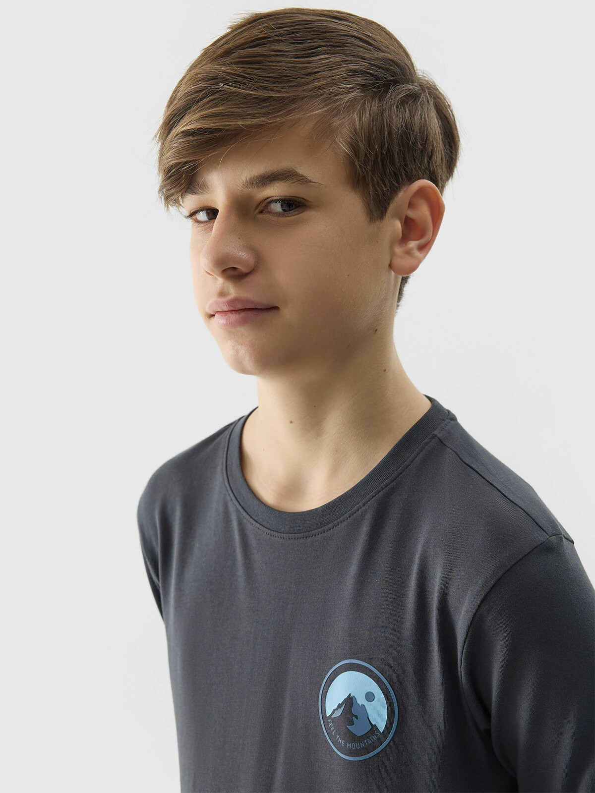 Boys' Long Sleeve T-Shirt 4F - Graphite