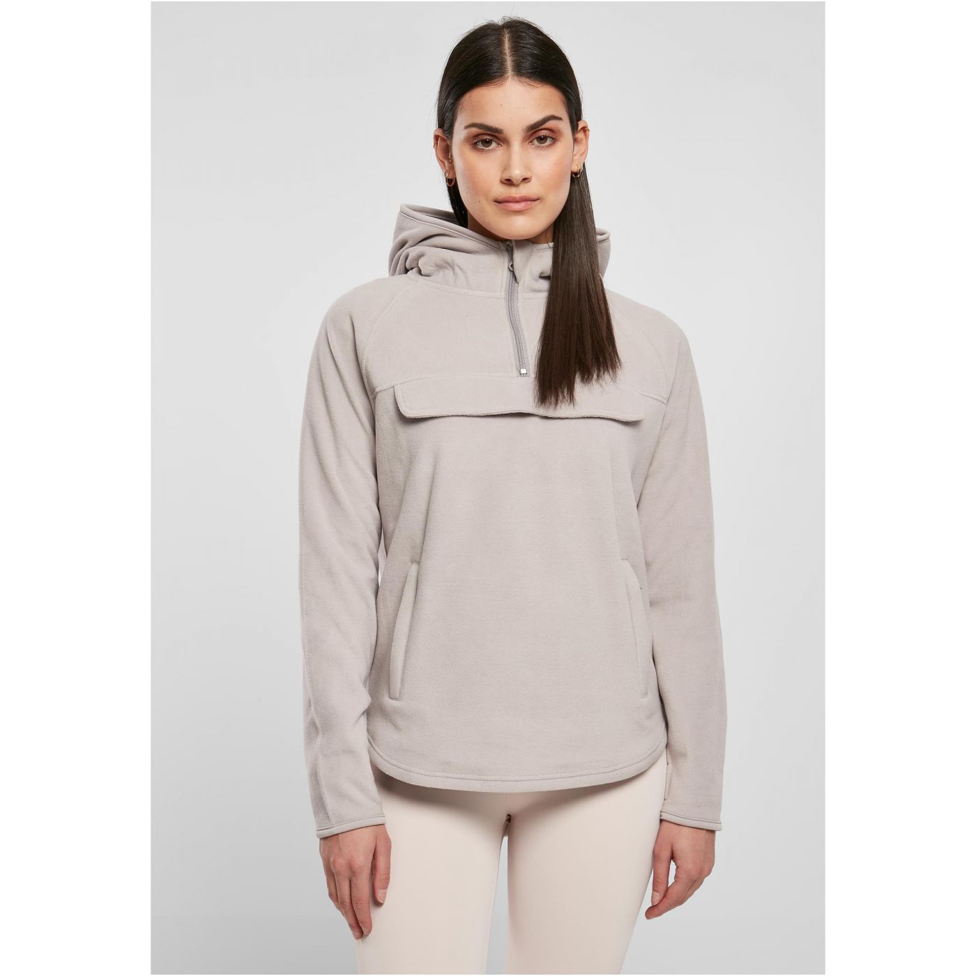Womens warm grey Polar Fleece Pull Over Hoody