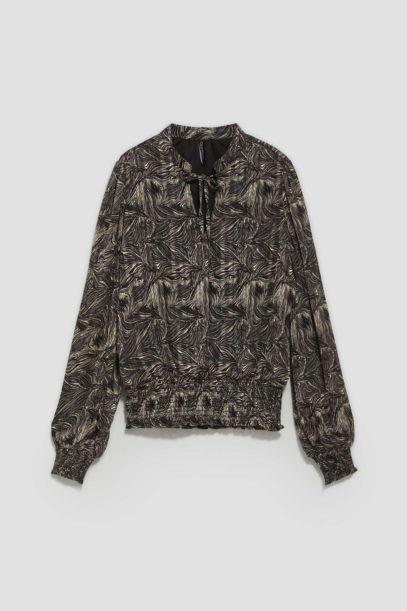 Shirt with print and tied neckline