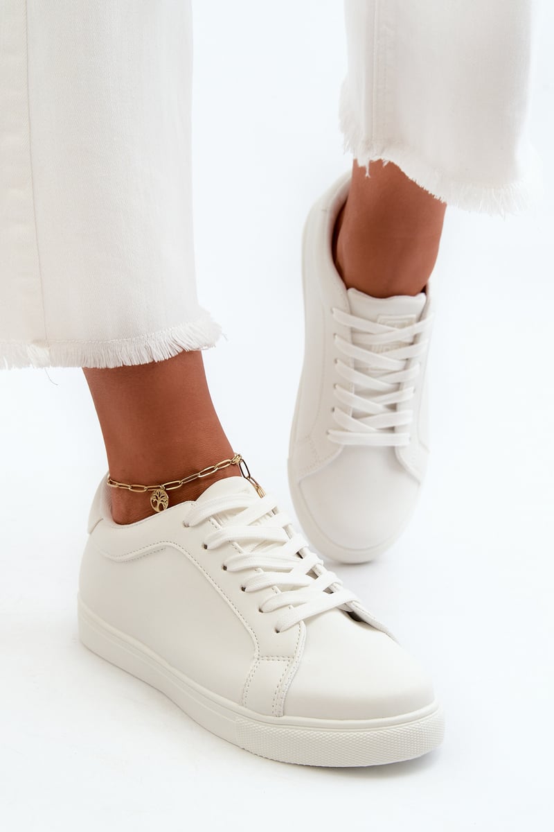 Bílé dámské nízké sportovní boty Diunna z eko kůže