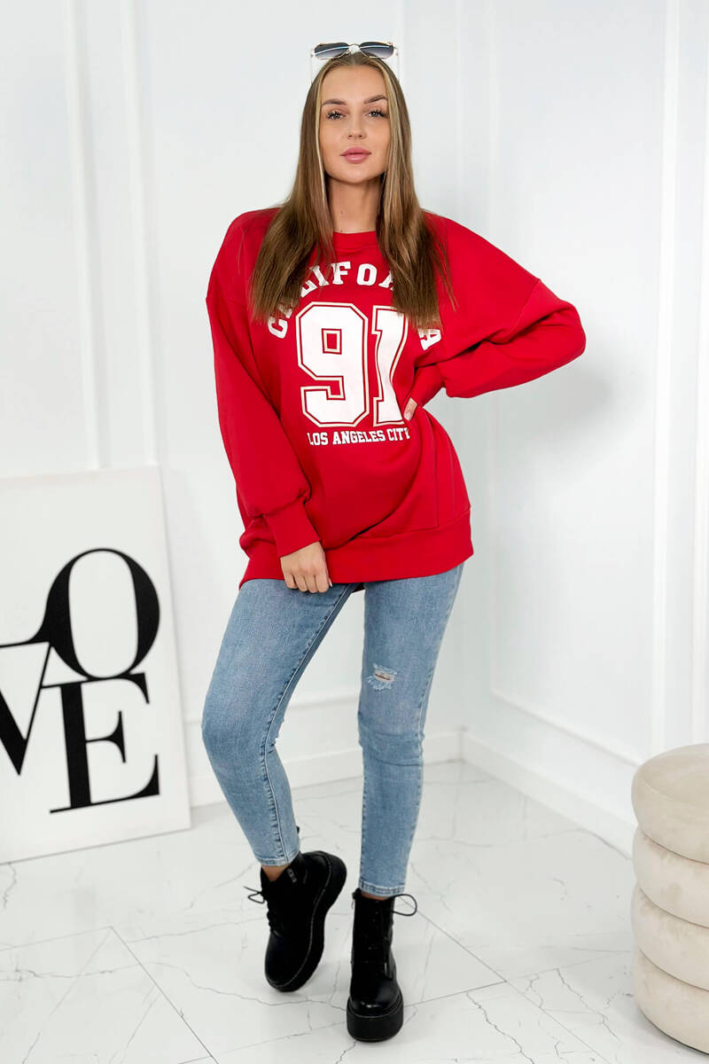 Red Insulated Sweatshirt With California Print