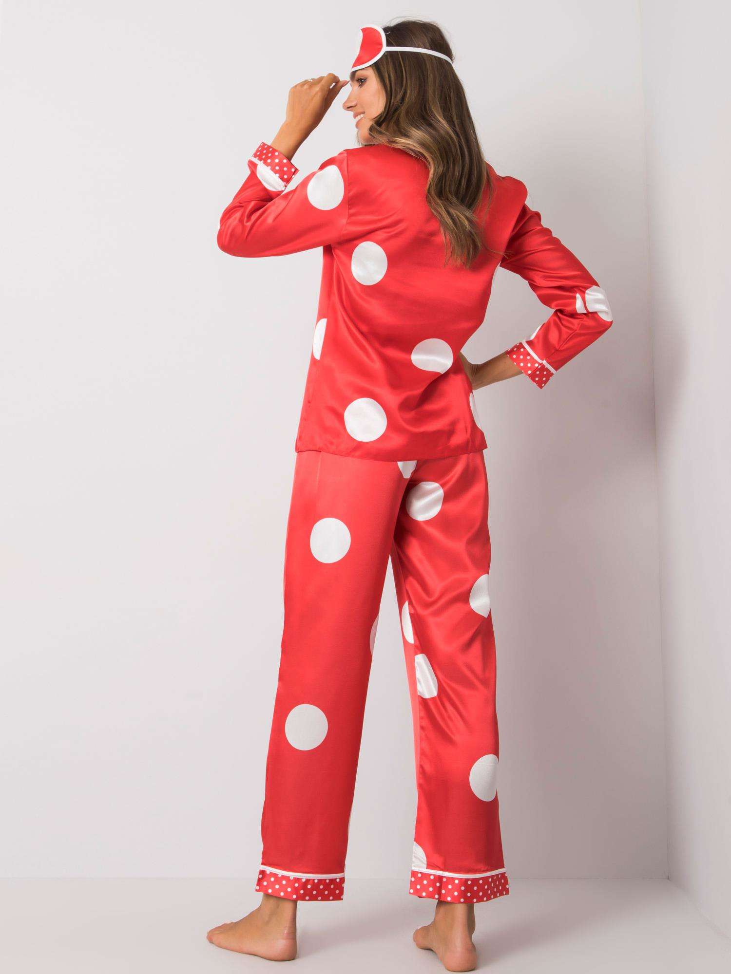 Pijamale roșii pentru femei cu puncte polka