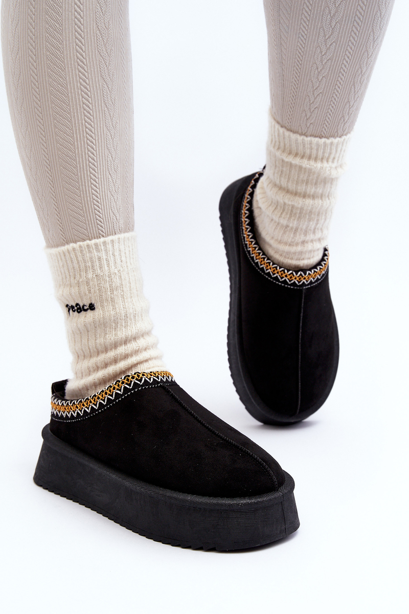 Slippers with thick eco-suede sole, Black Sylva