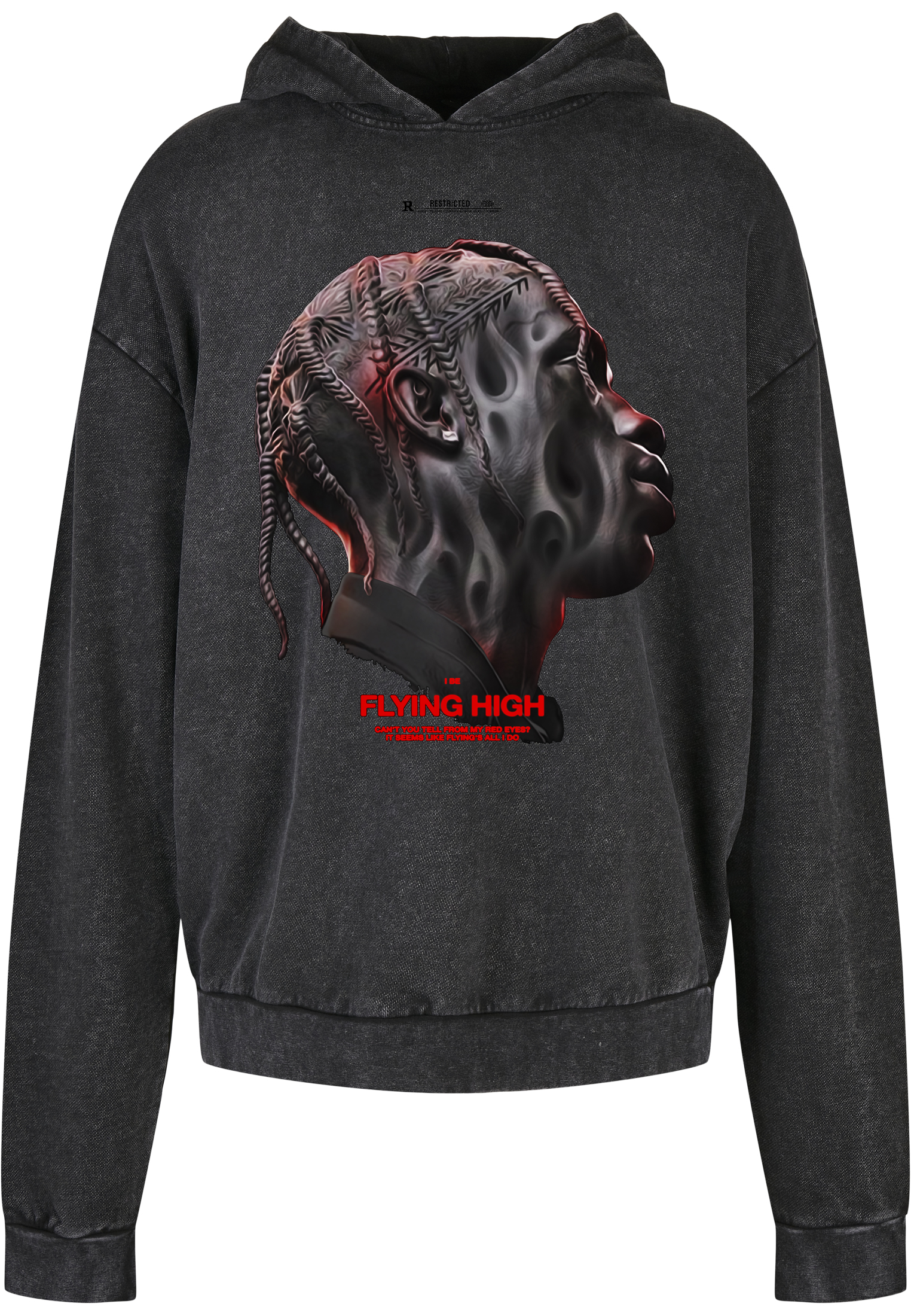 Flying High Oversize Acid Black Hooded