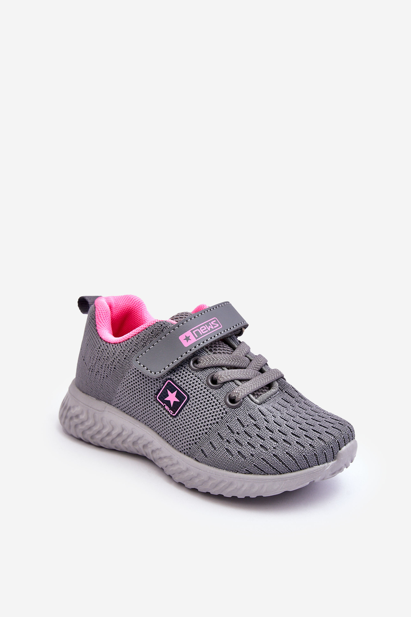Children's Sports Shoes Zippered Grey Brego