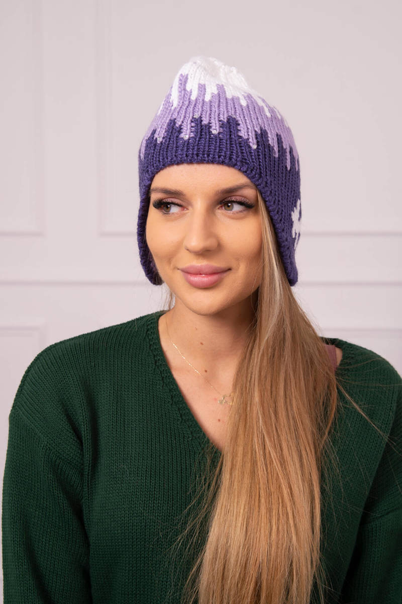 Ladies beanie Nikol K405 white+purple+dark purple
