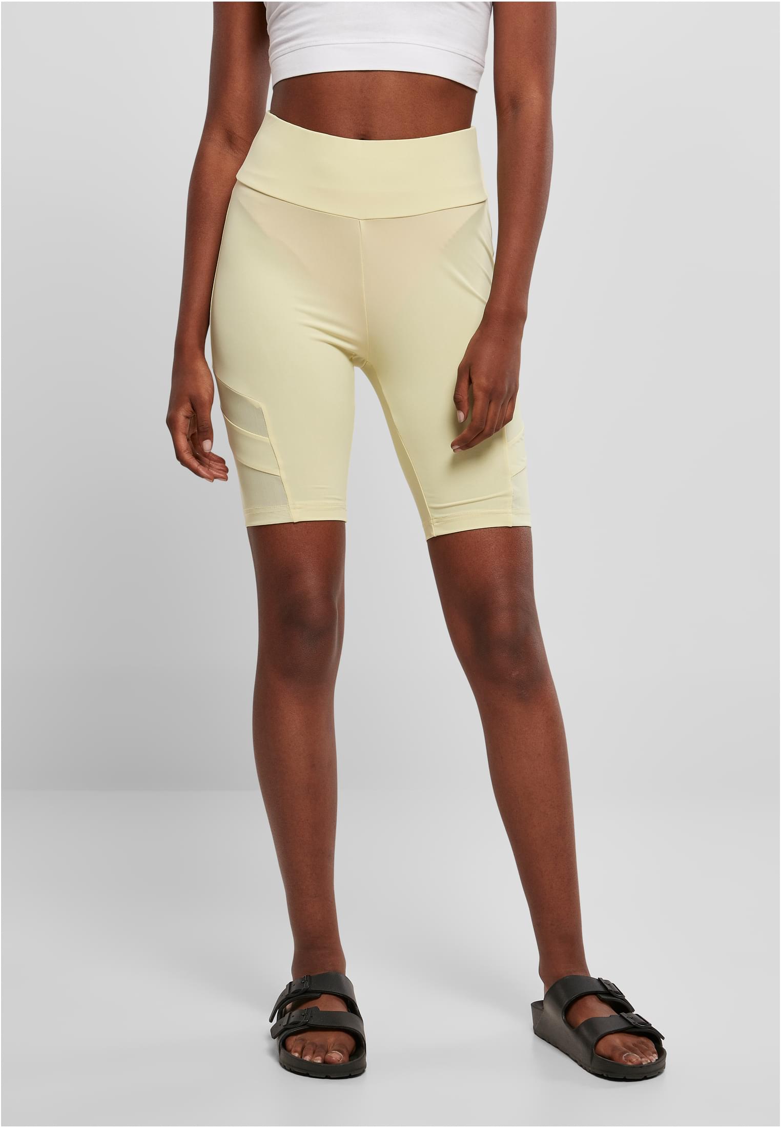 Women's High Waist Tech Mesh Cycle Shorts, Soft Yellow