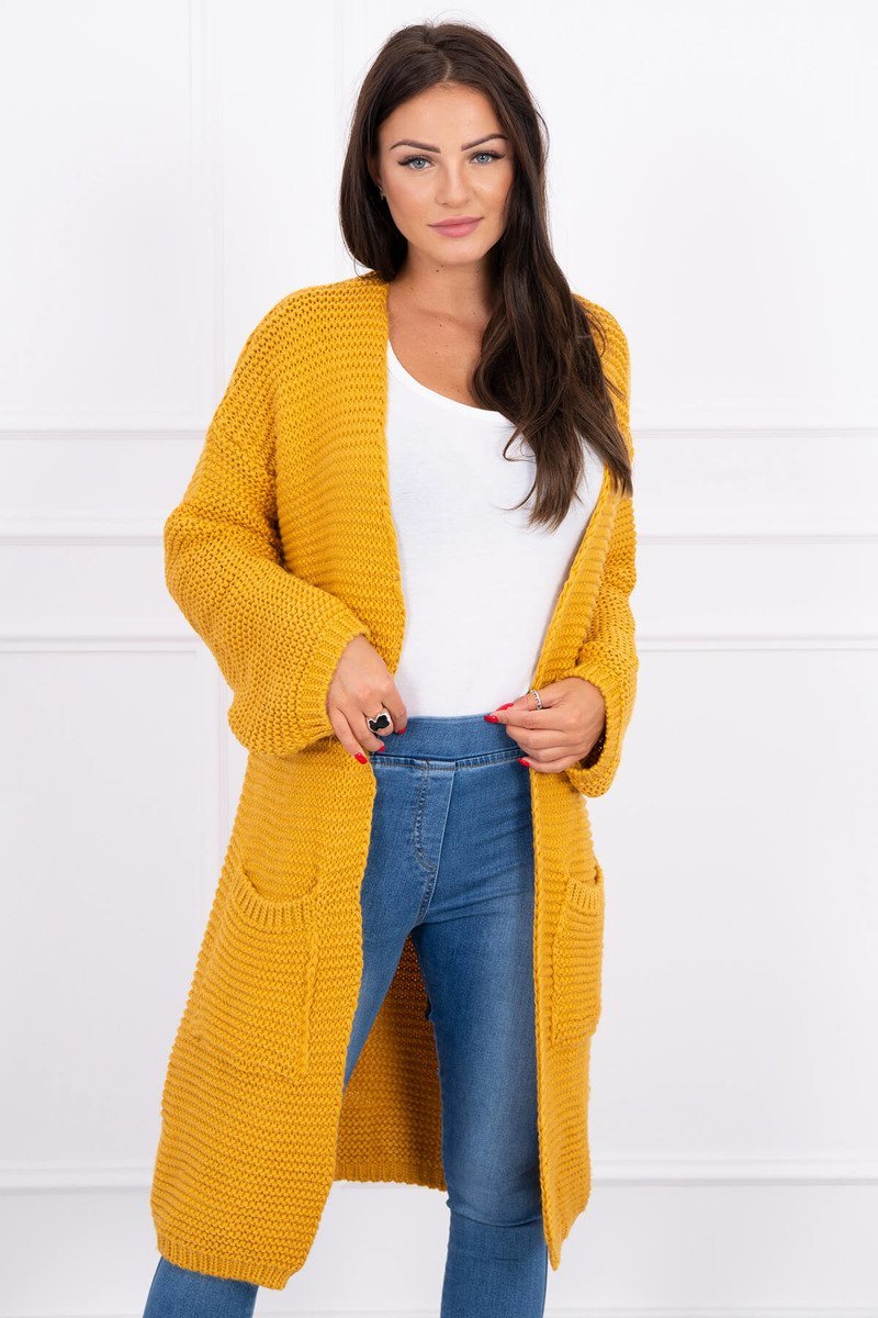 mustard cardigan with pockets