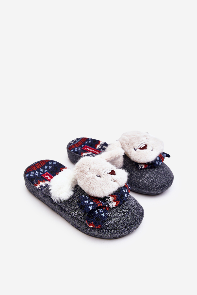 Children's Slippers With Thick Soles With Grey Dasca Bear