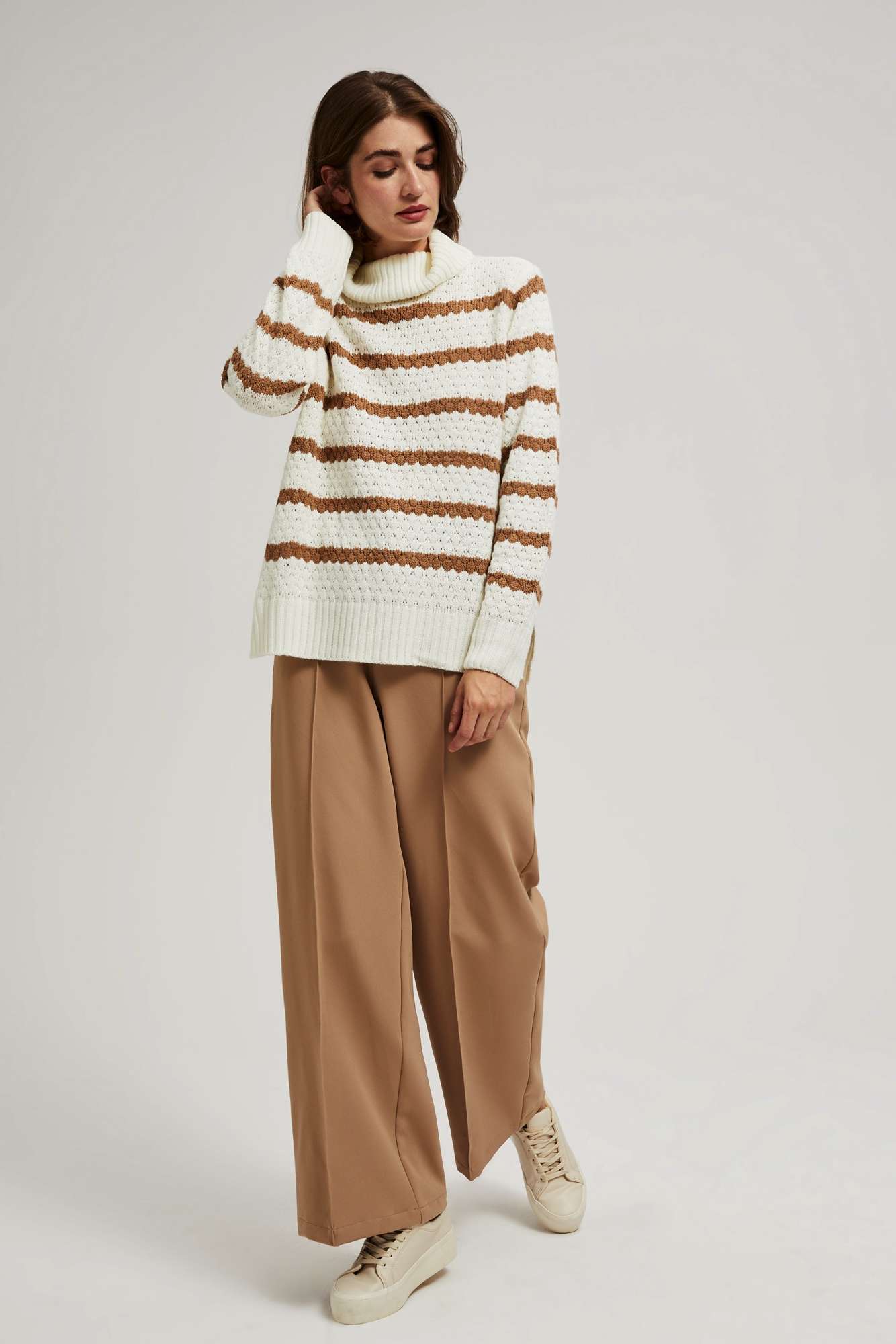 Striped turtleneck sweater