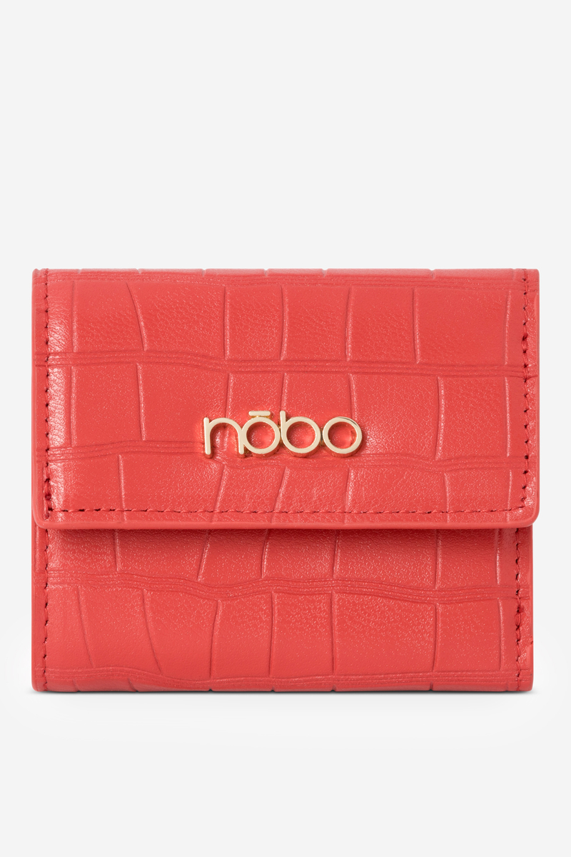 Nobo Women's Small Animal Pattern Natural Leather Wallet Red