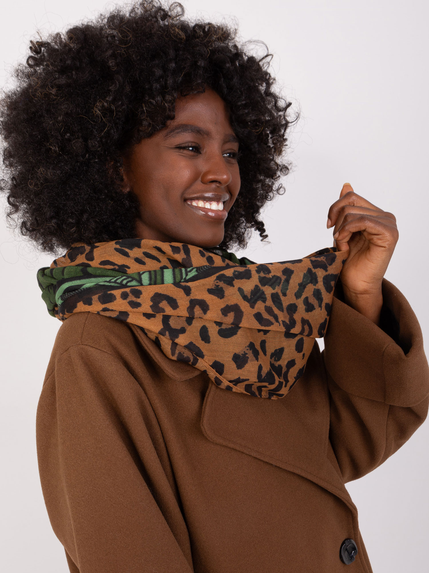 Dark Green Women's Scarf With Print