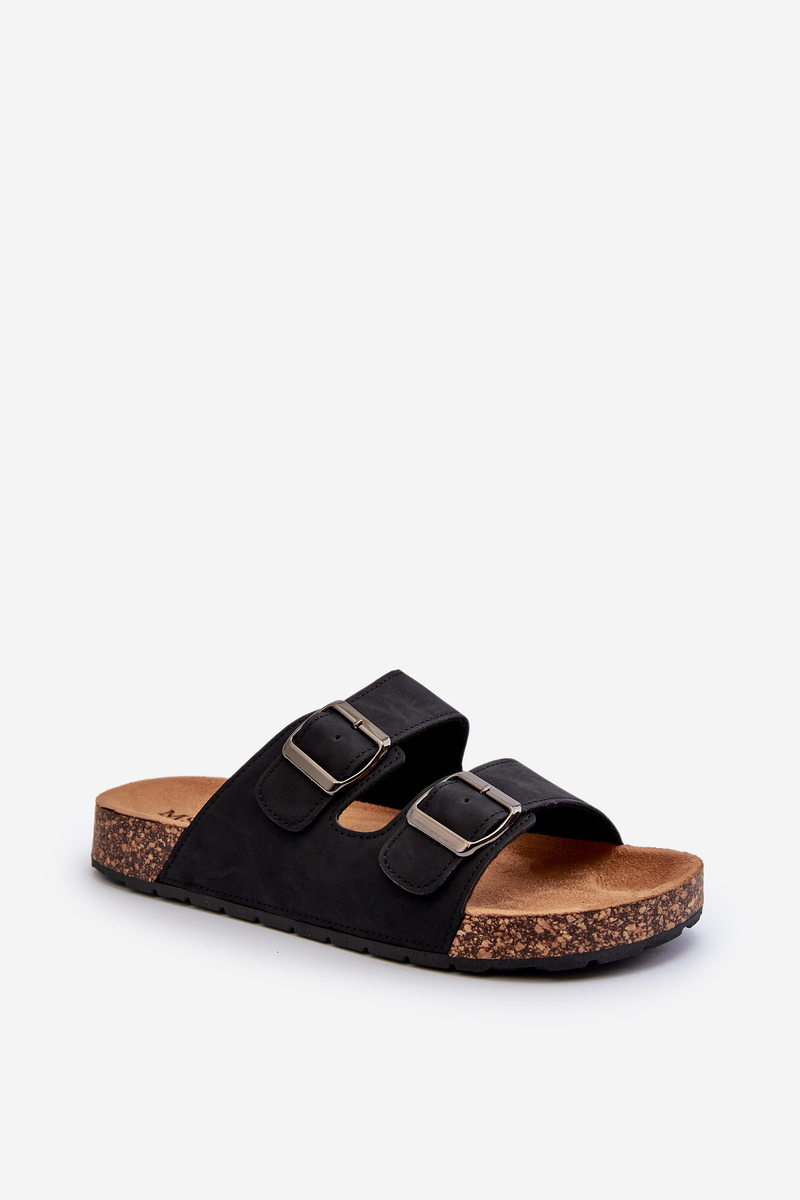 Men's slippers with cork soles, Black Rosawia