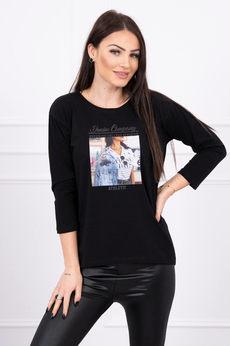 Collage print blouse black