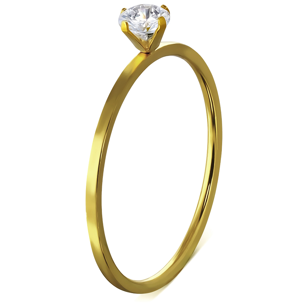 Levně Zásnubní prsten z chirurgické oceli ve zlaté barvě