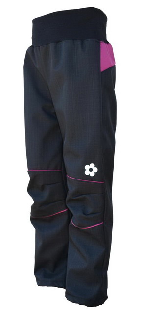 Dětské softshellové kalhoty LETNÍ  / černo-ostružinové
