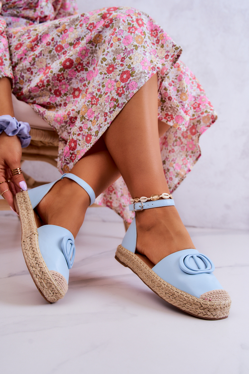 FE1 Leather Espadrilles With Decoration Blue Nells